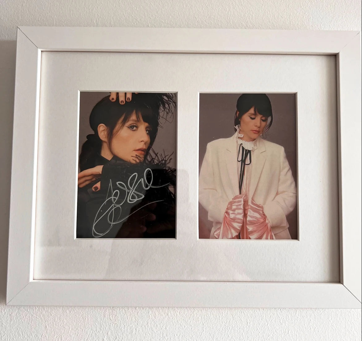 Sports memorabilia in shadow box