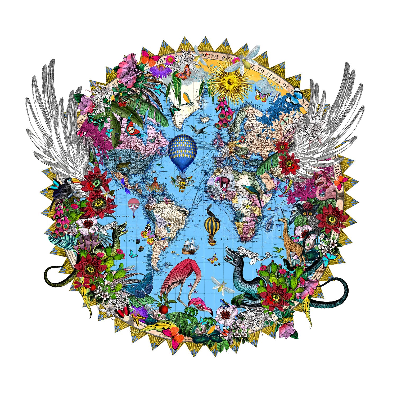 Here Be Dragons - Svifandi Blue World (Medium)